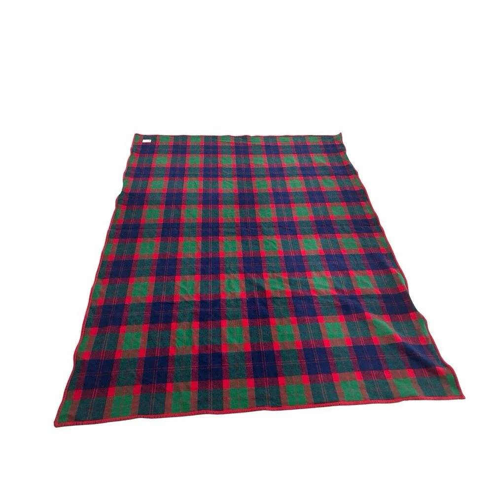 Ralph Lauren Red Tartan Plaid Cotton Blanket Throw 55”x71”